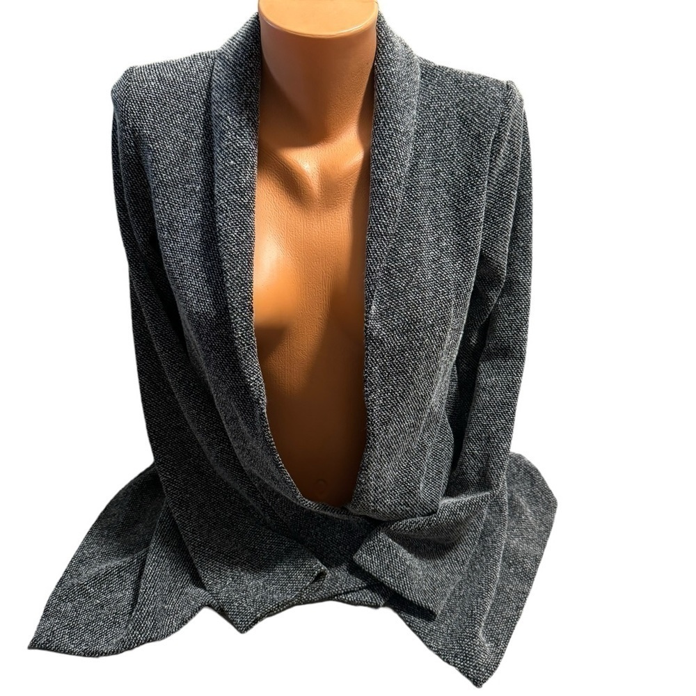 Club Monaco Women’s Black Gray Tweed Open Blazer Sweater Size XS Long Sleeve